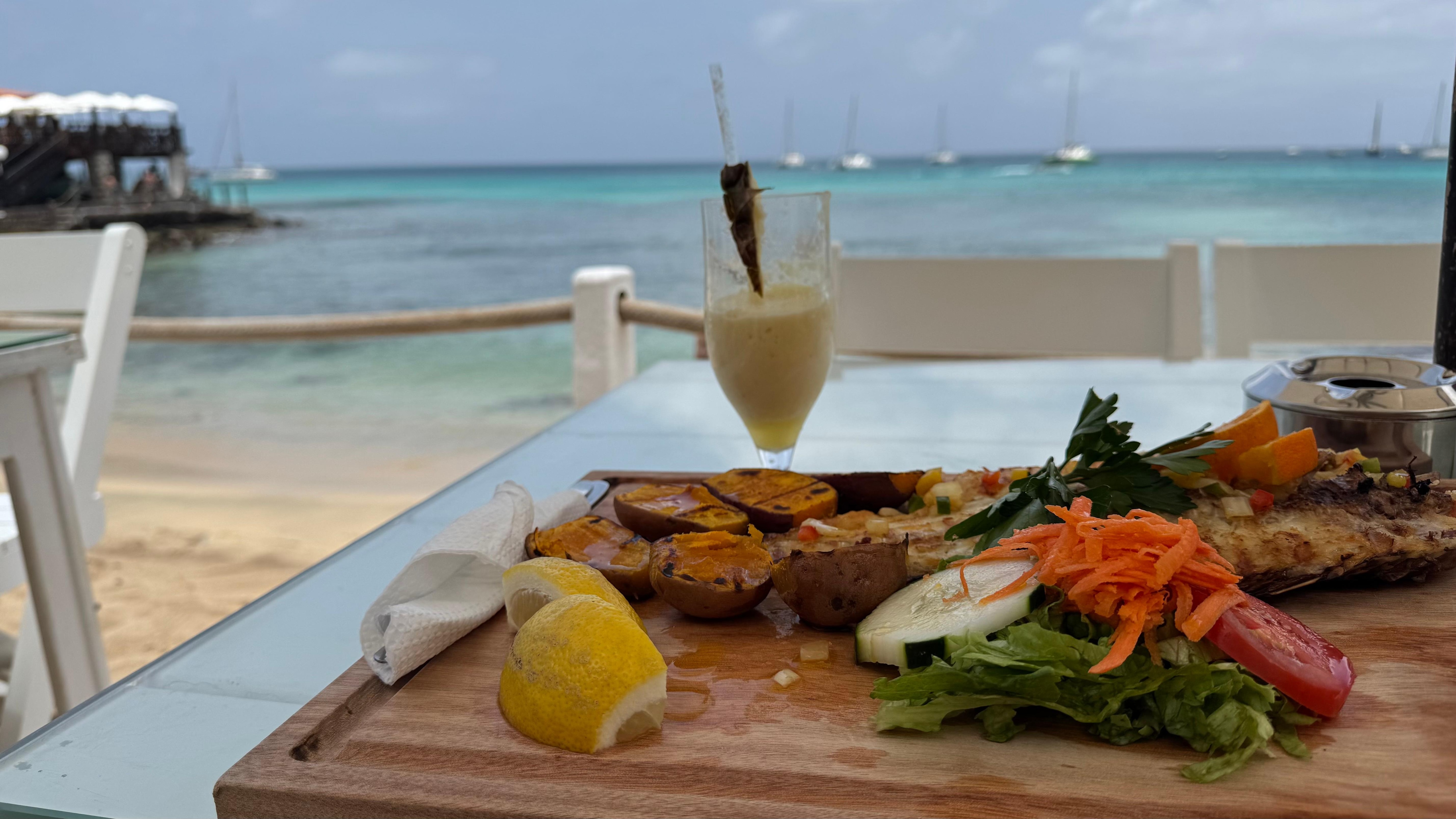 Delicious grilled fish from the beach restaurant 