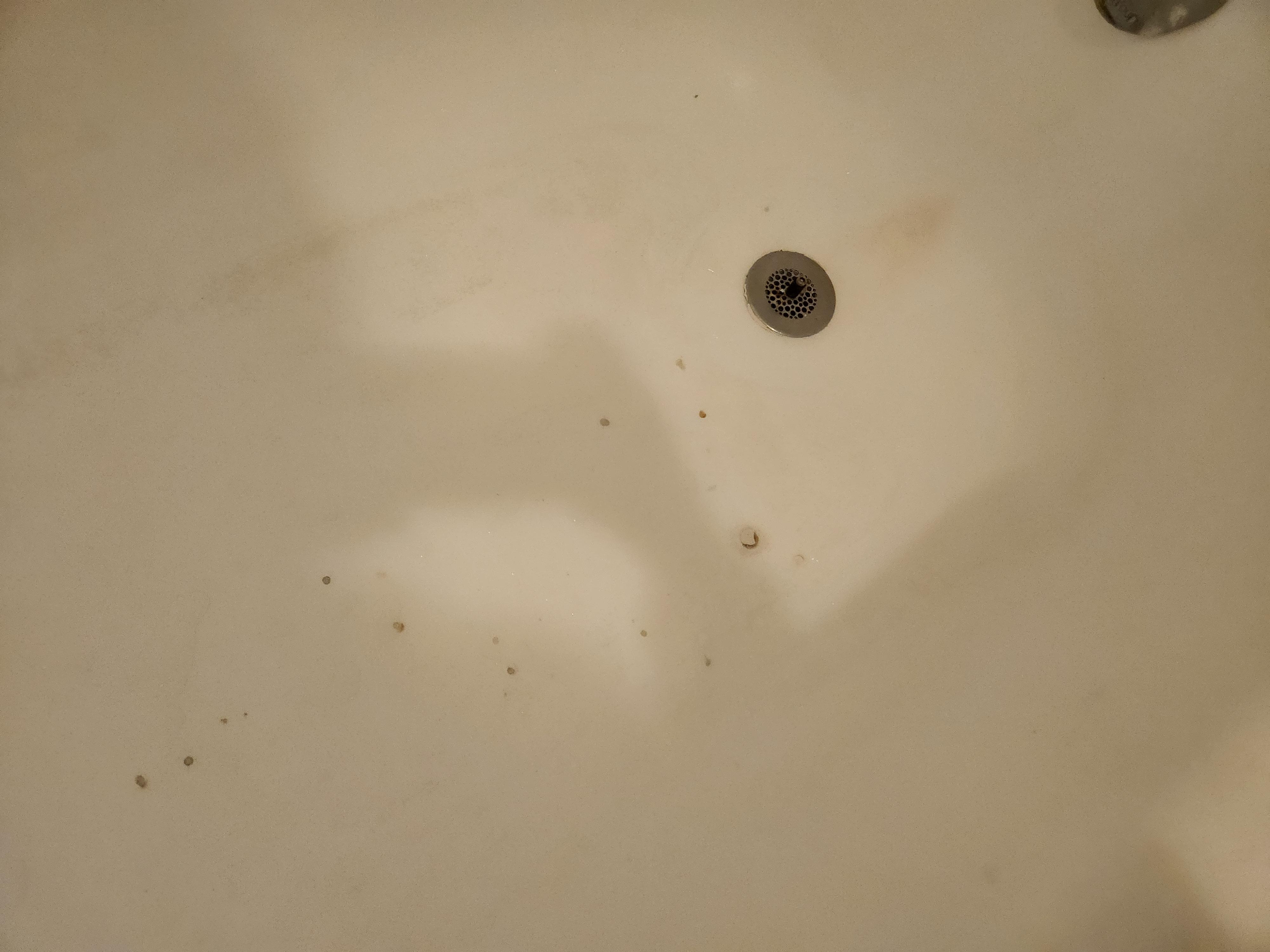 Uncleaned tub with butn marks