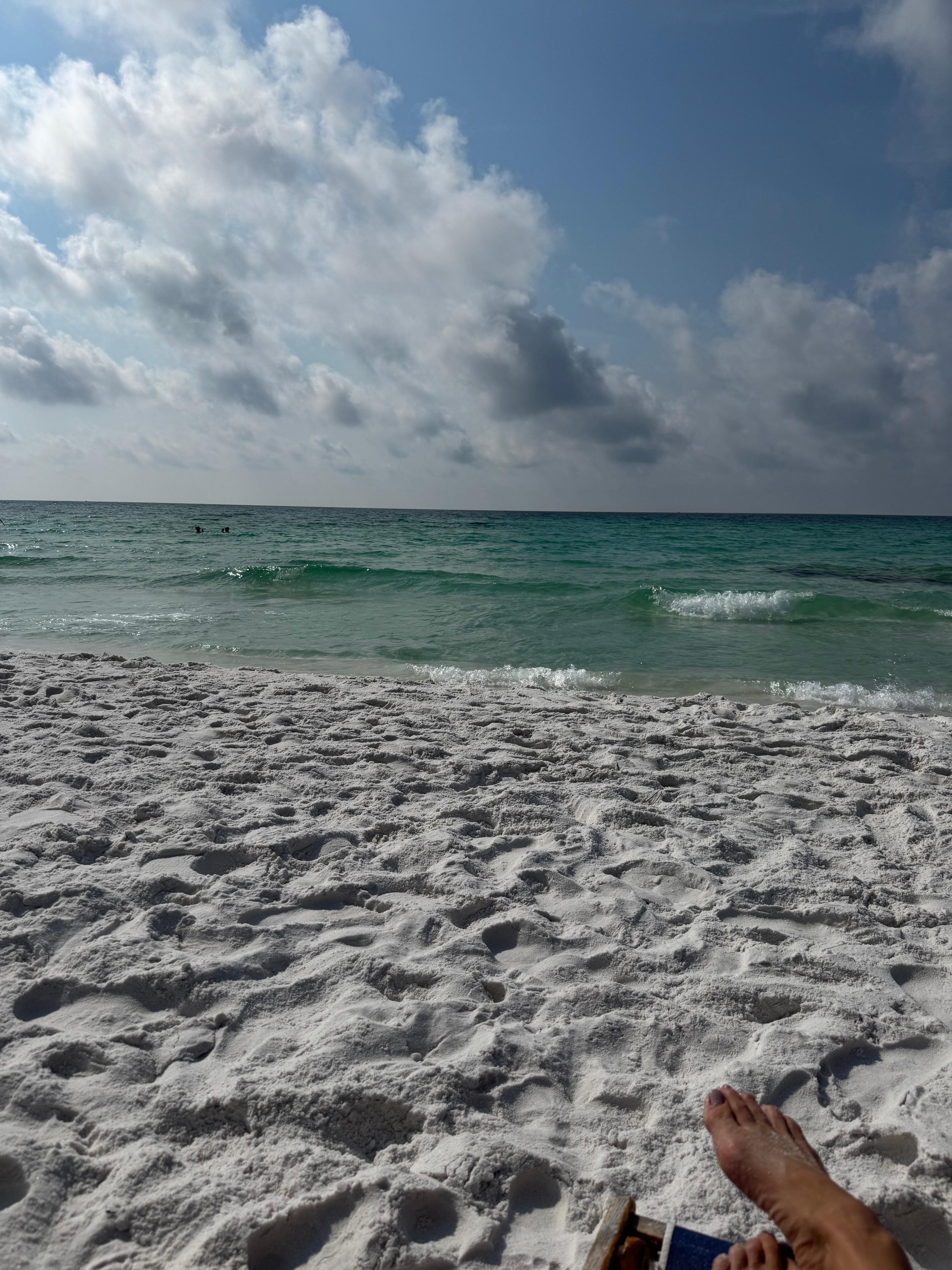 Ocean view from provided beach chairs