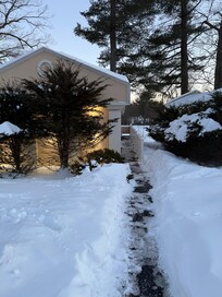 The entrance to the property is completely frozen.