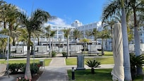 Pool area with palm trees