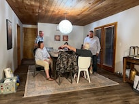 Finishing up breakfast in the dining area.