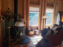 Fireplace and small sitting area