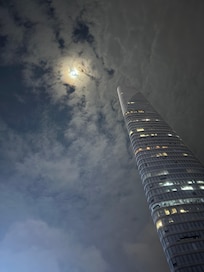 Magical view from rooftop pool at night