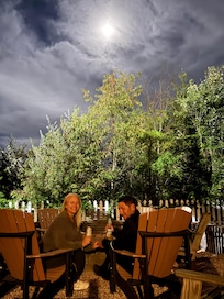 Outside at the fire pit! So relaxing and the moon was perfect!!