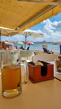 A beach bar just along the road