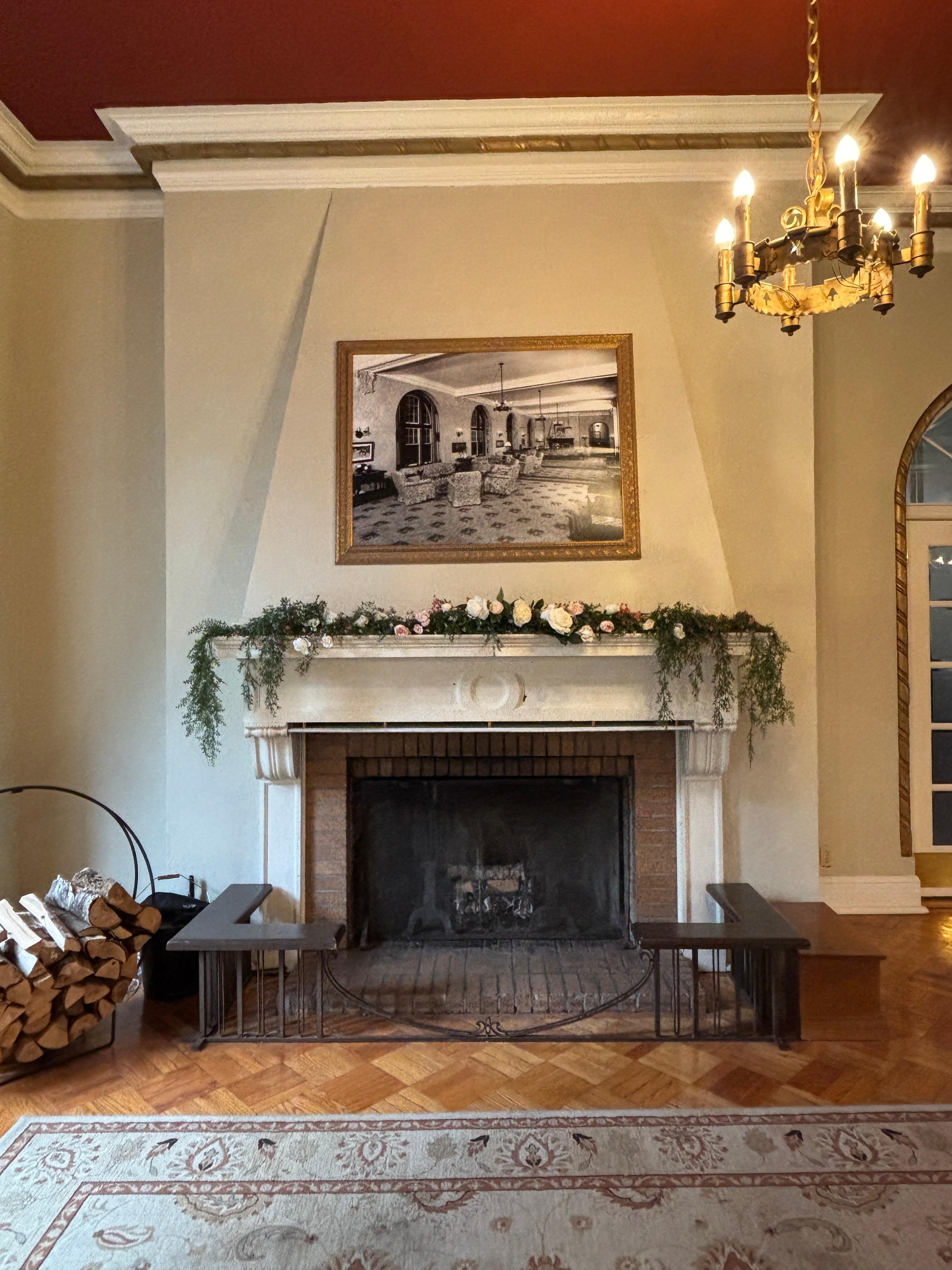Lounge area fireplace