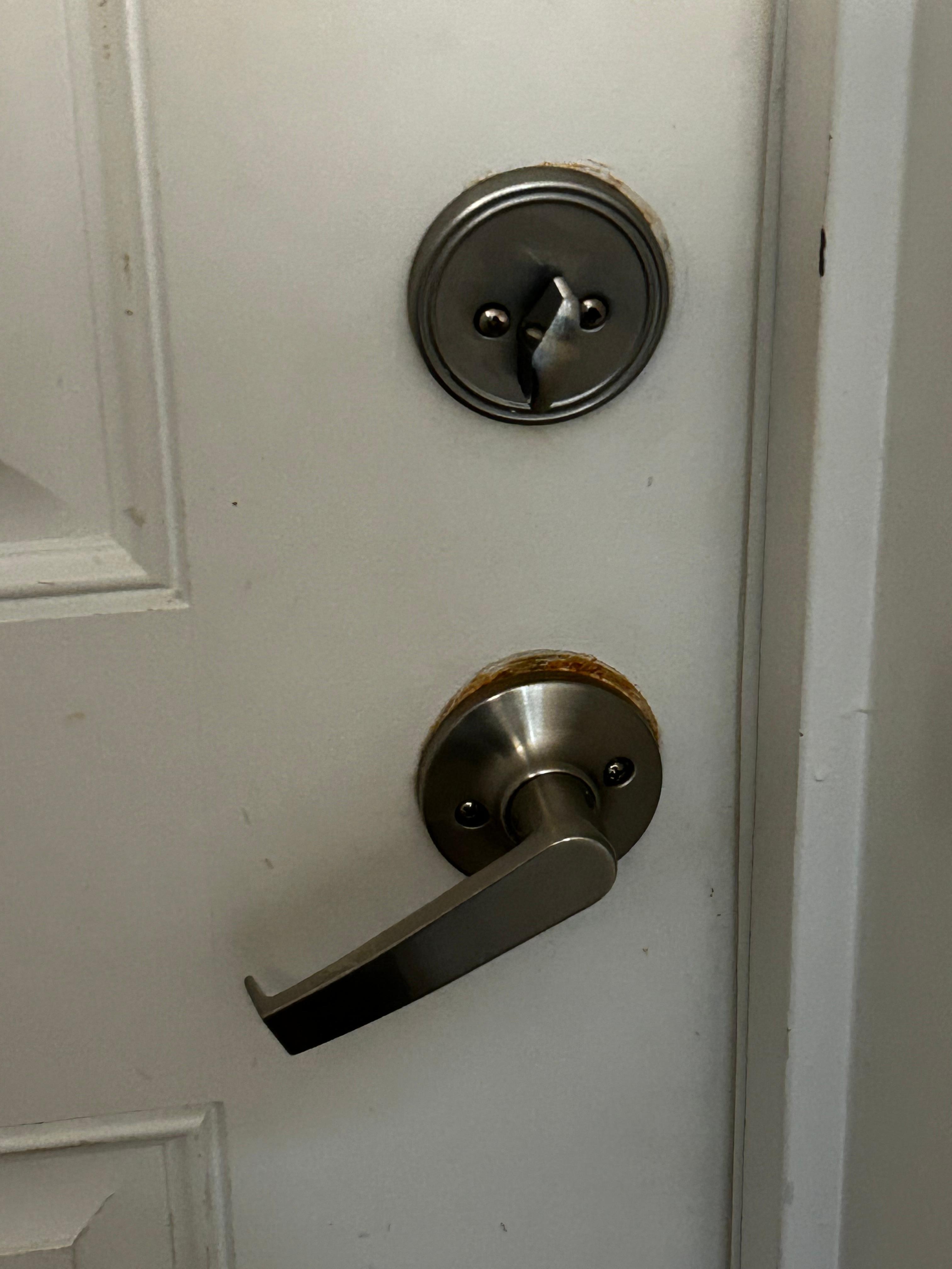 Broken exit/entry door handle. 