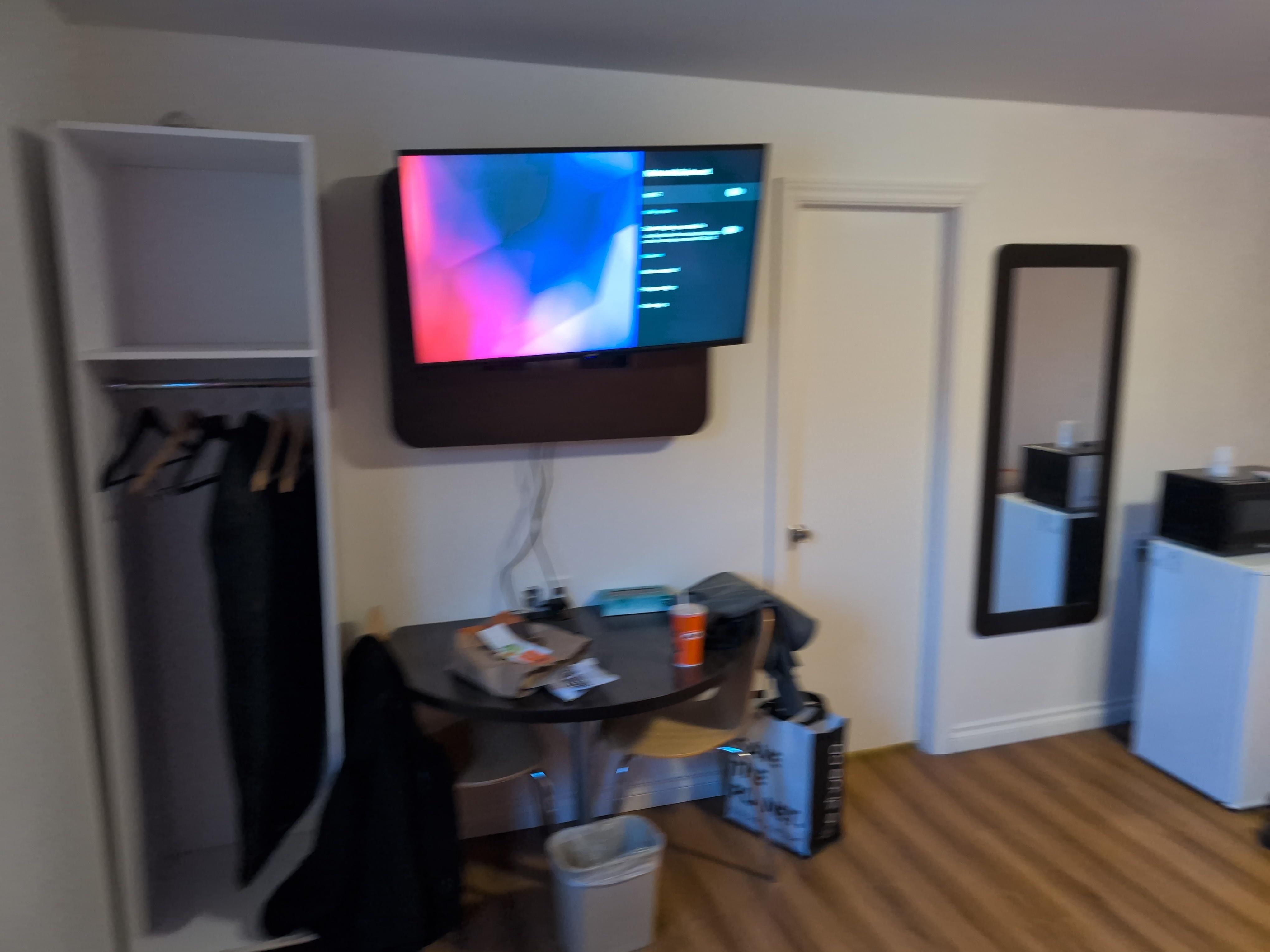 Dirty, stuffed animal on top of cupboard full of dust. Everything was crooked, patch or not wrong. 