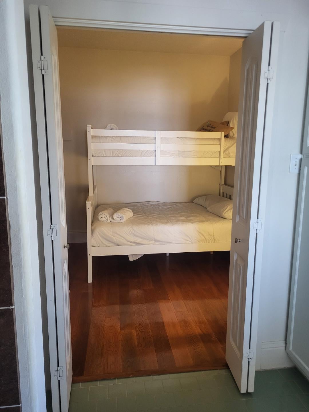 3rd bedroom is a bunk in the primary room's closet, only accessible through the primary bathroom. No window and can't get in or out of that room if someone is showering or using the restroom.