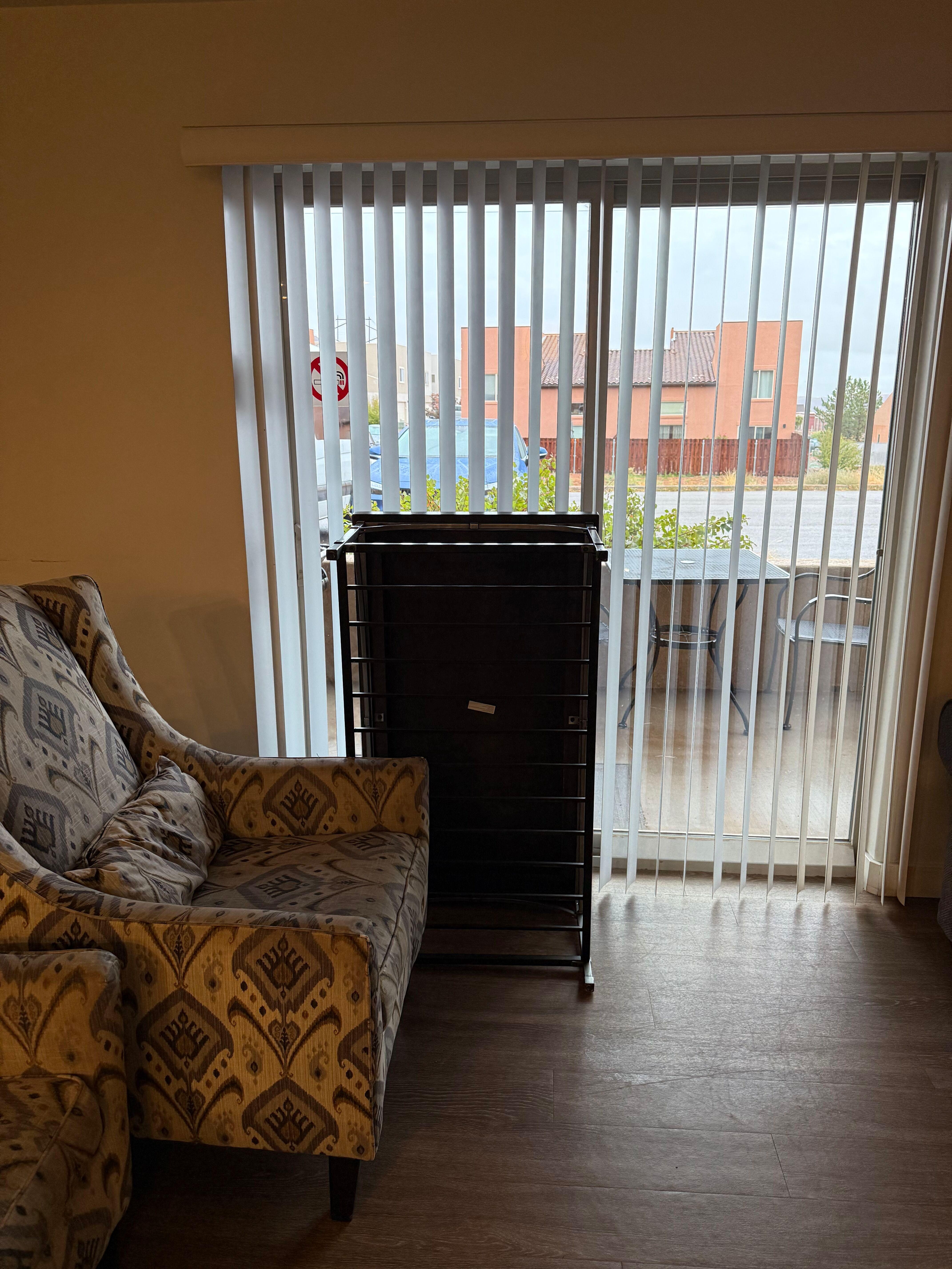 Coffee table up against the slider