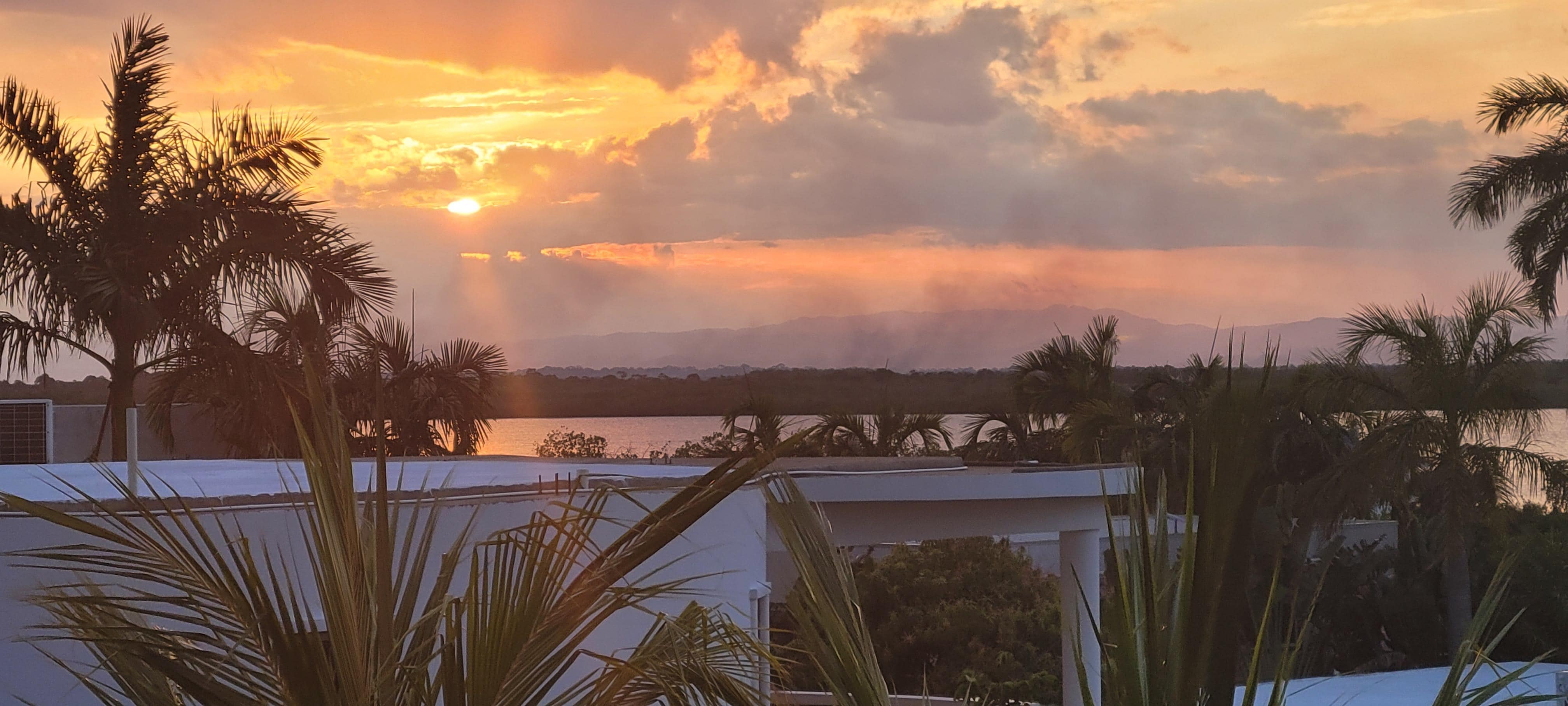 Sunset from rooftop patio