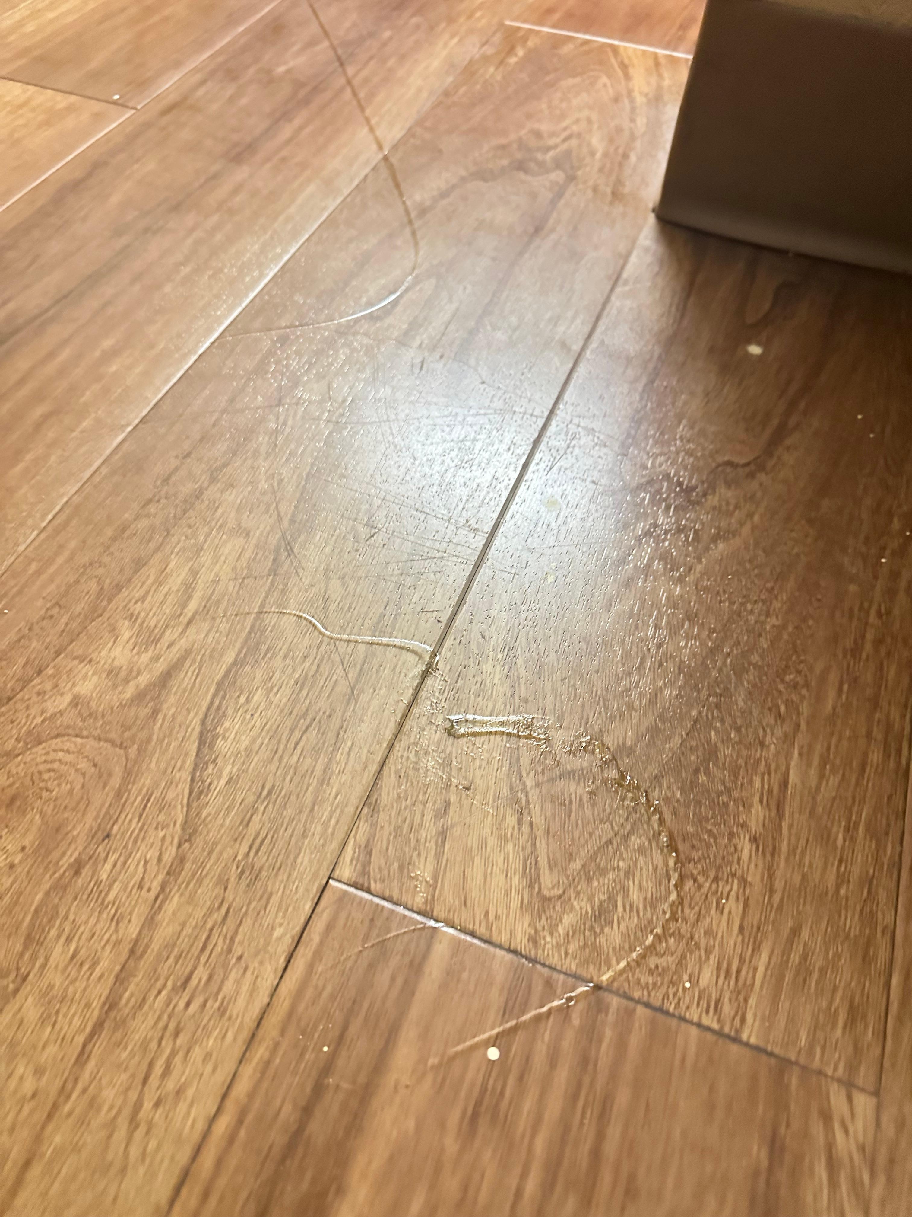 Sticky streak of something on the floor 