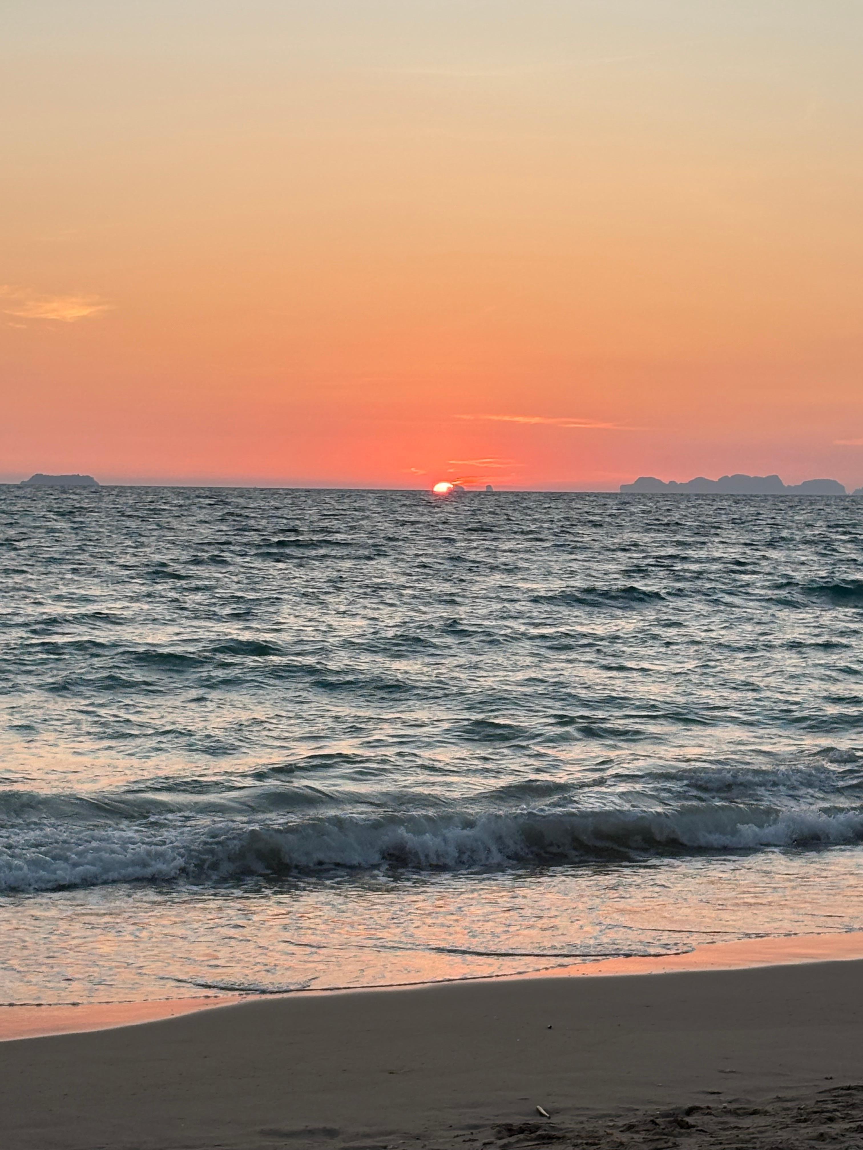Beach sunset at resort 