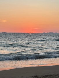 Beach sunset at resort