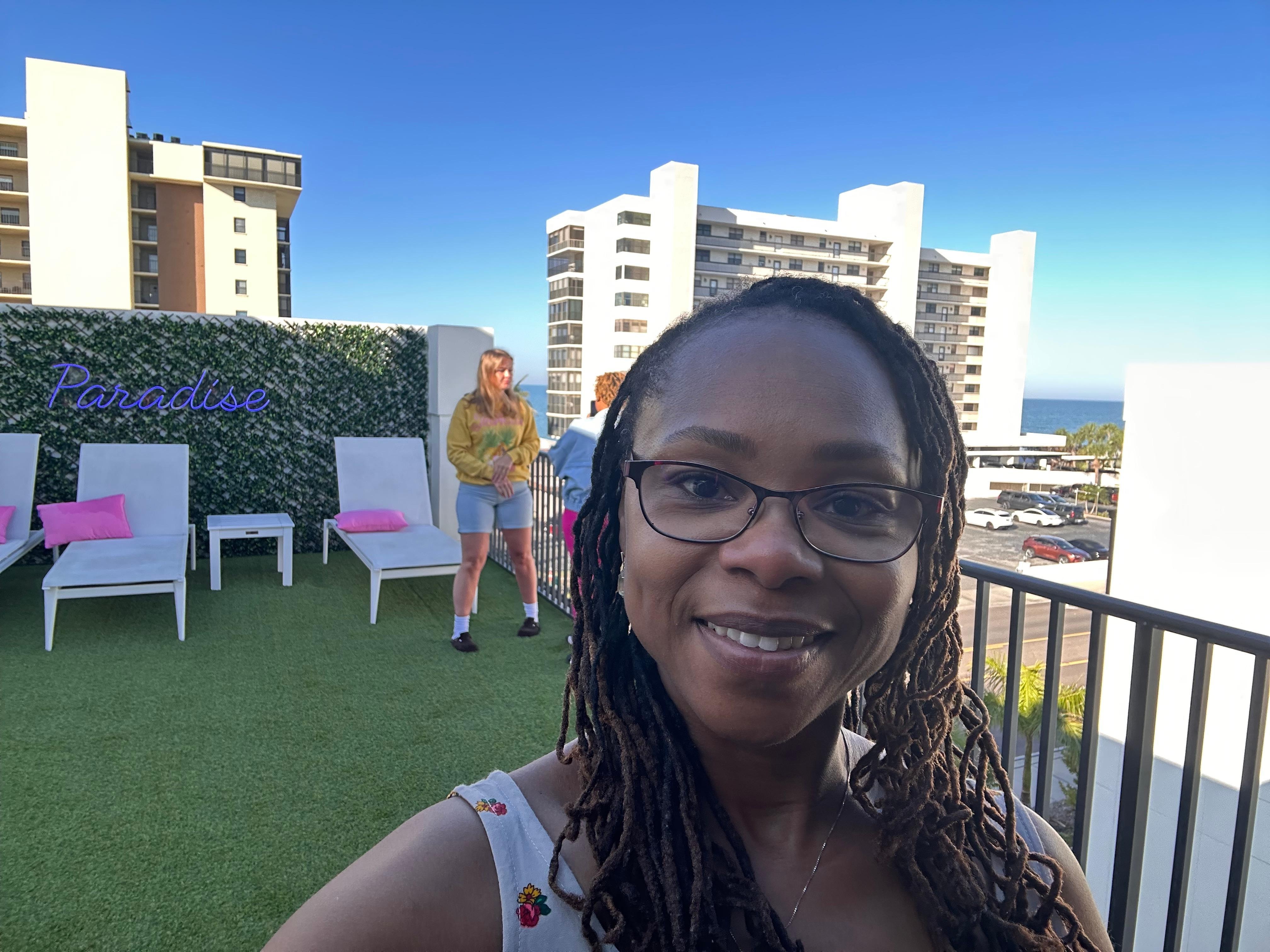 rooftop (4th floor) facing the gulf. The beach just across the street