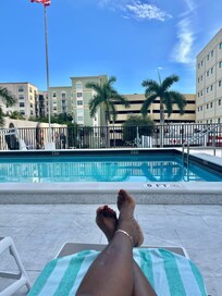 Relaxing moment by the pool