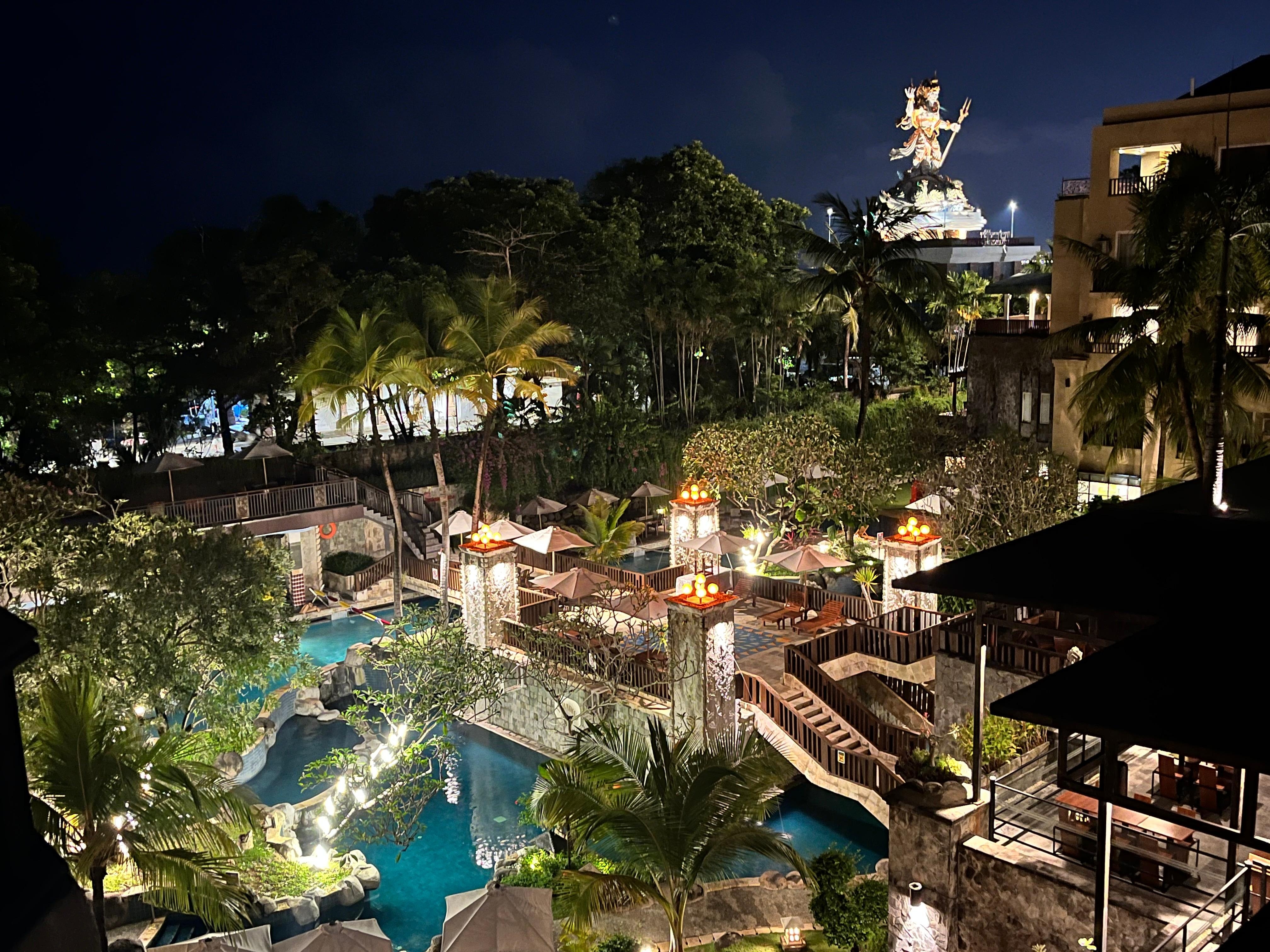 Pool view room at night