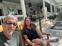 Fun rocking chairs in the front and back of the hotel