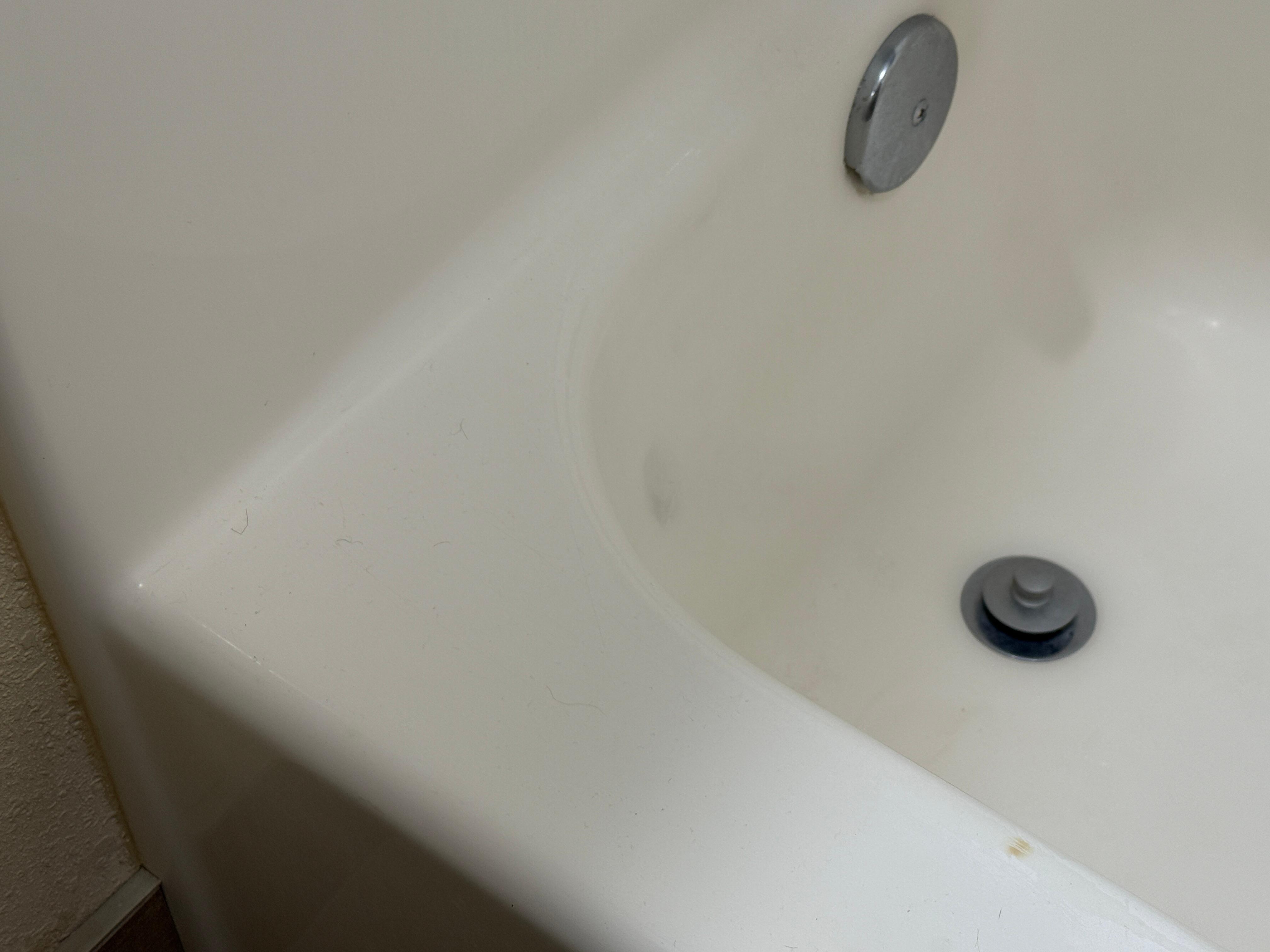 Hair, dust and grime in tub