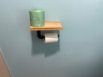 Interesting toilet paper holder and shelf