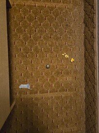 Carpet behind night stand