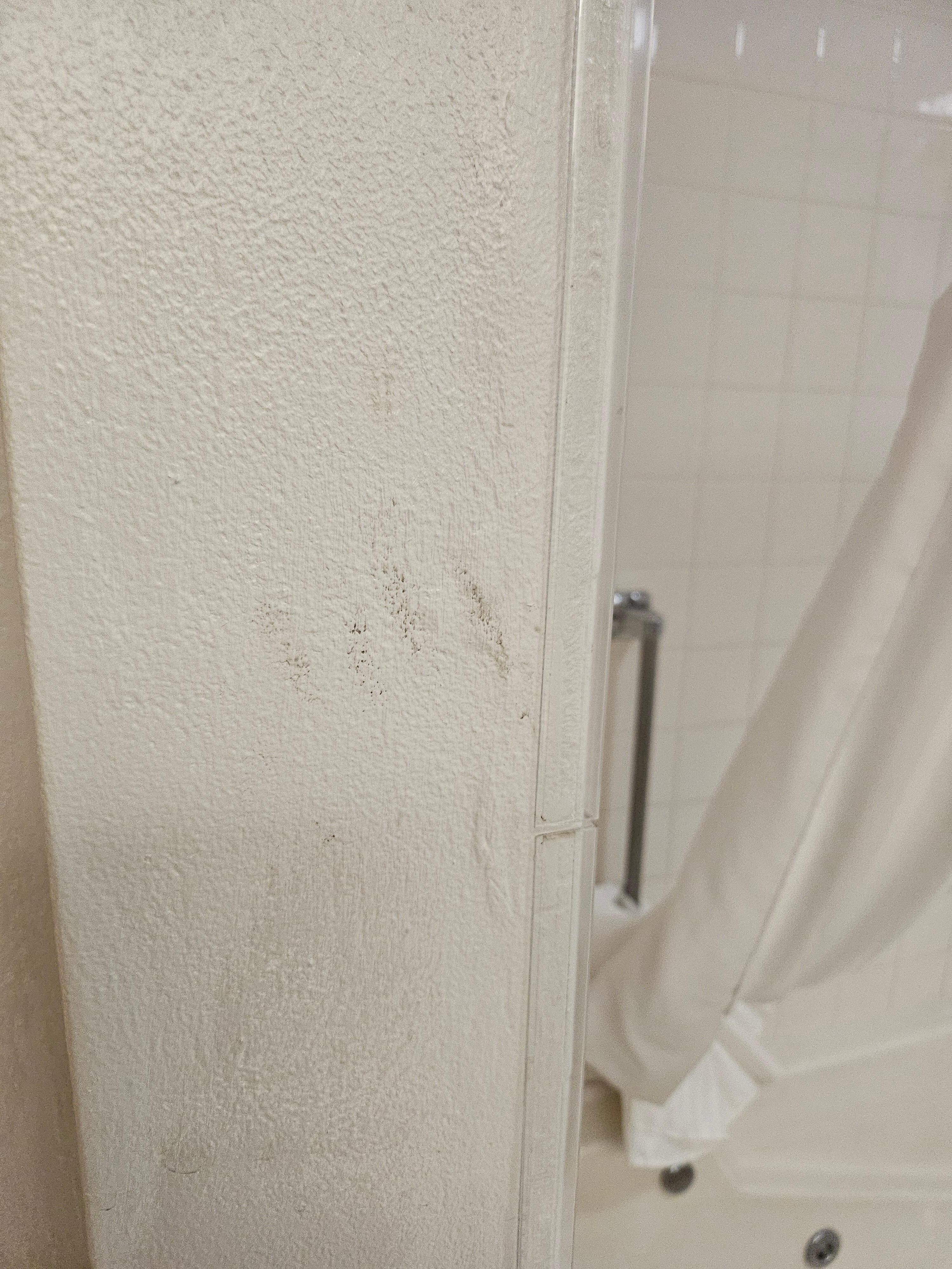 Greasy handprints on walls. 