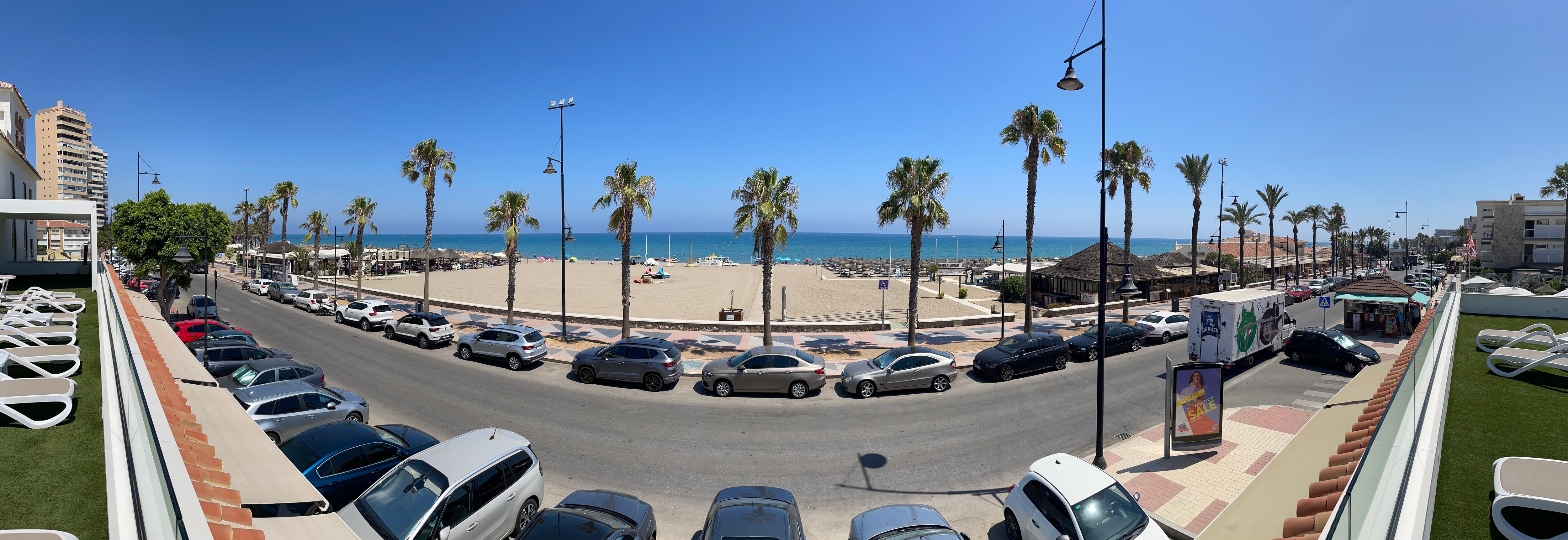 View of the beach from roof terrace