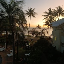 Sunrise from our apartment at Corals Sands Resort Trinity Beach