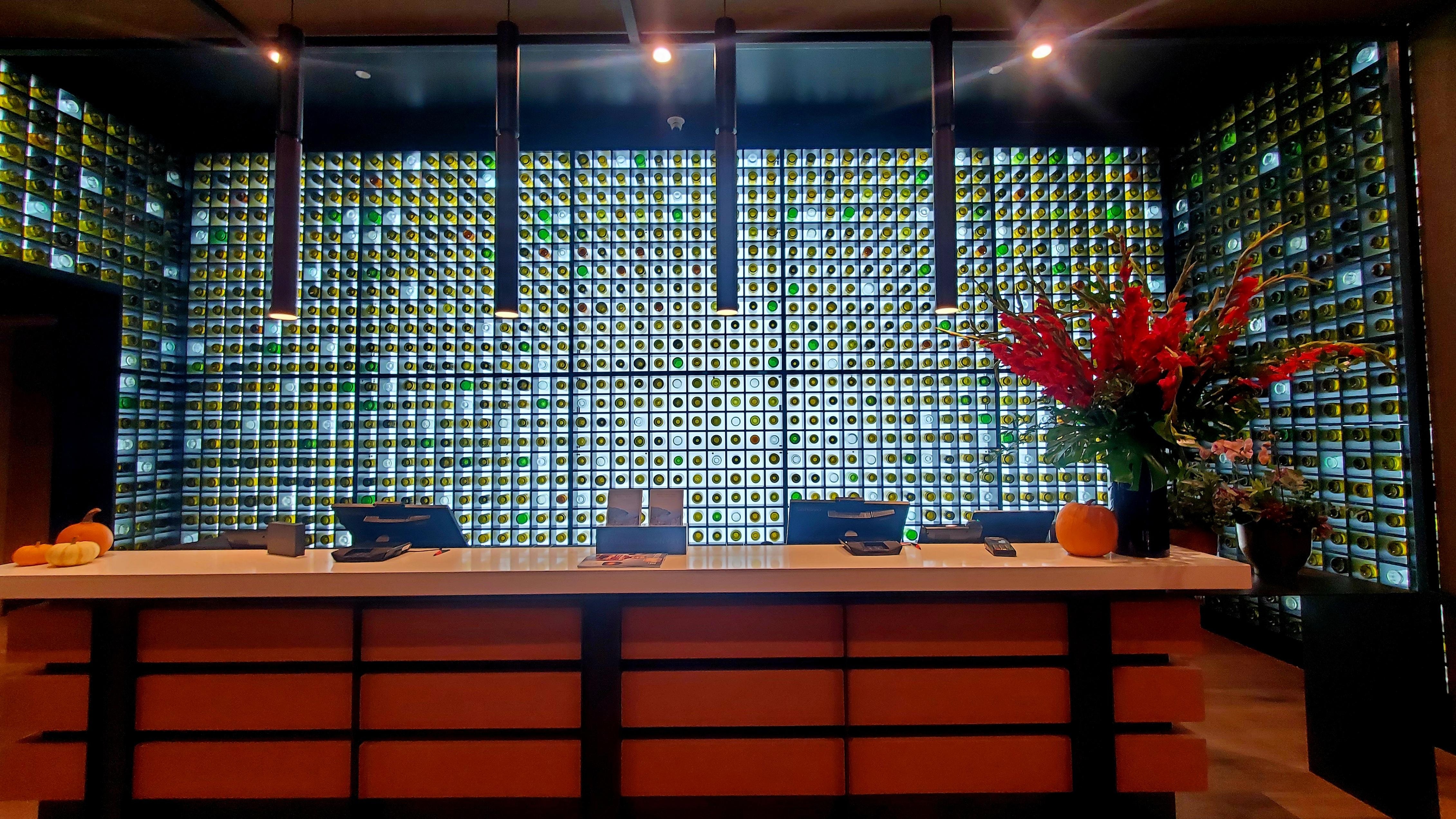 Very cool wine wall at check-in. 