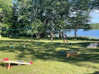 Playing games in the yard.