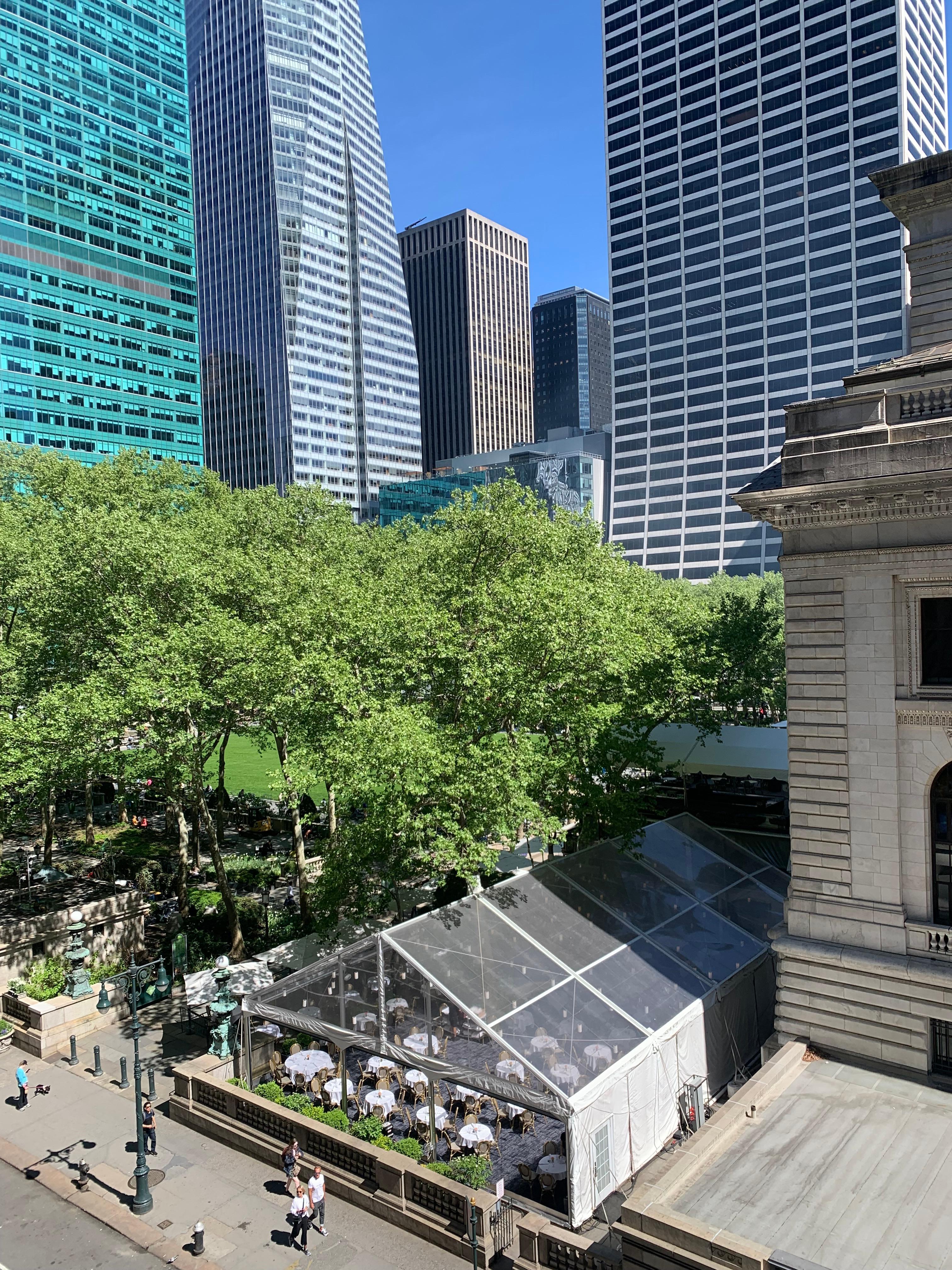 View of Library and Bryant Park from our room 