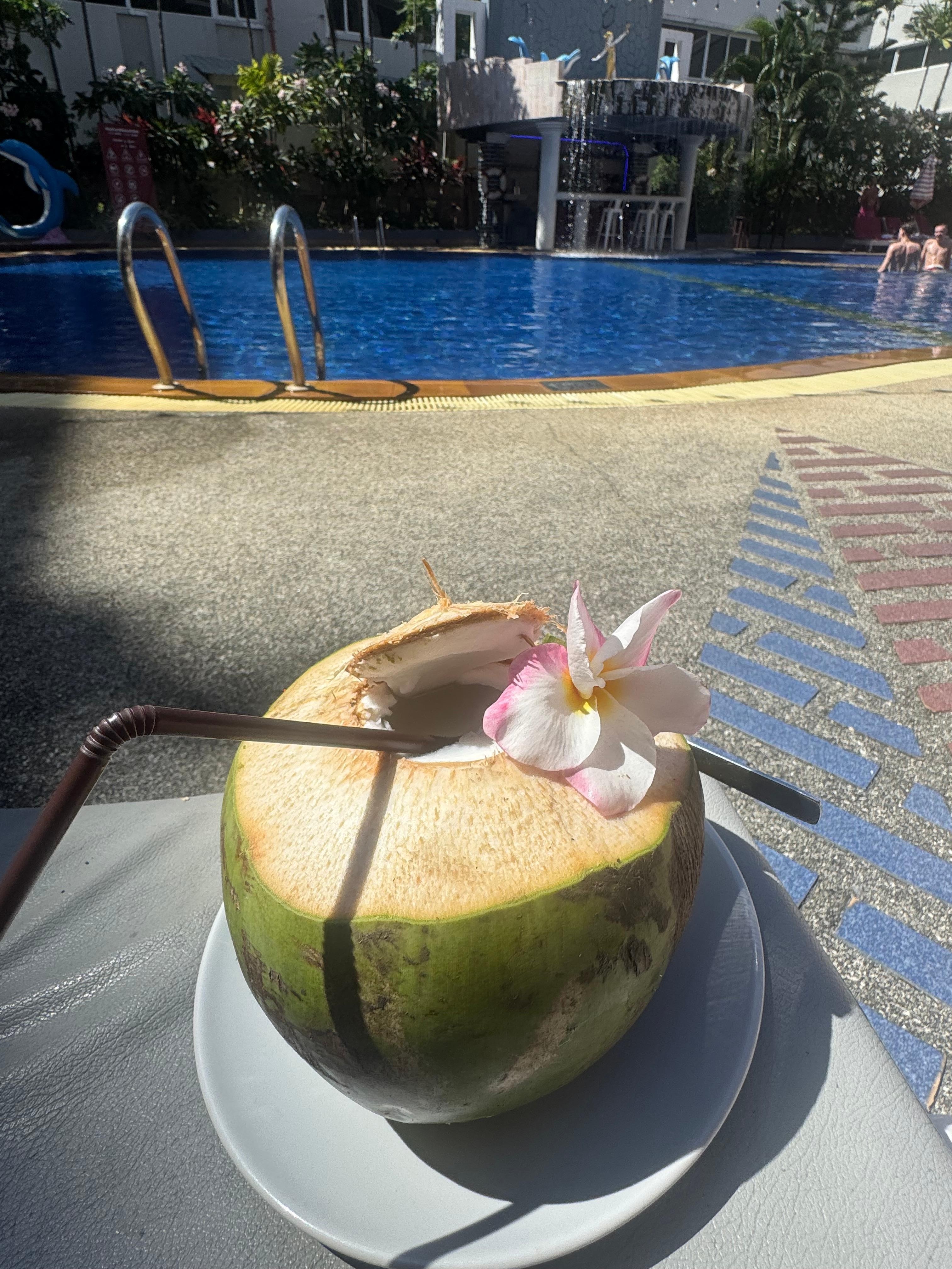 Fresh coconut by the pool 