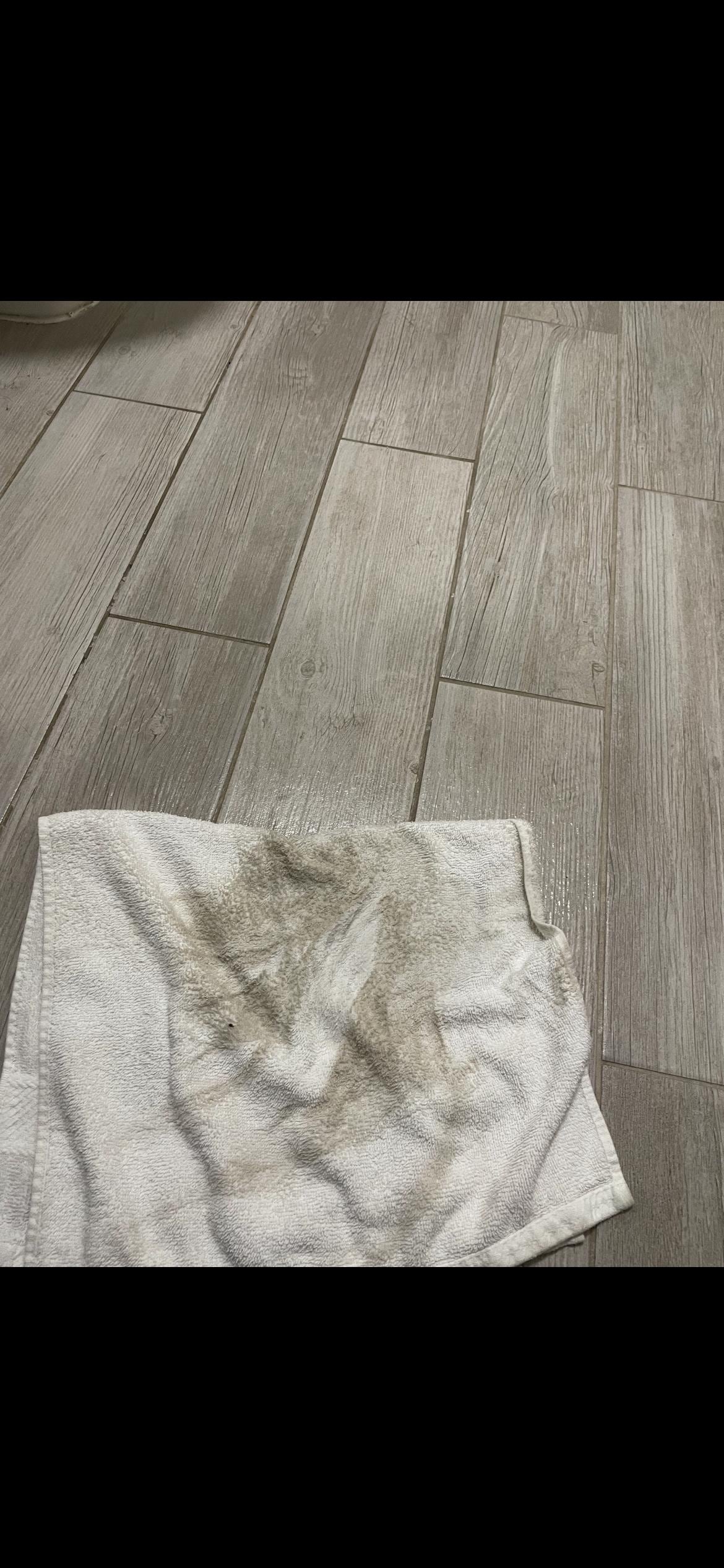 Cloth after wiping bathroom floor 
