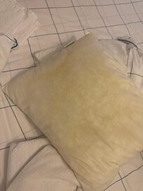 bedding unwashed and dirty, hair from others on sheets