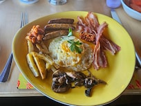 The hotel breakfast was phenomenal. I don't wat lamb but was tempted to keep going with these gourmet sausages.
