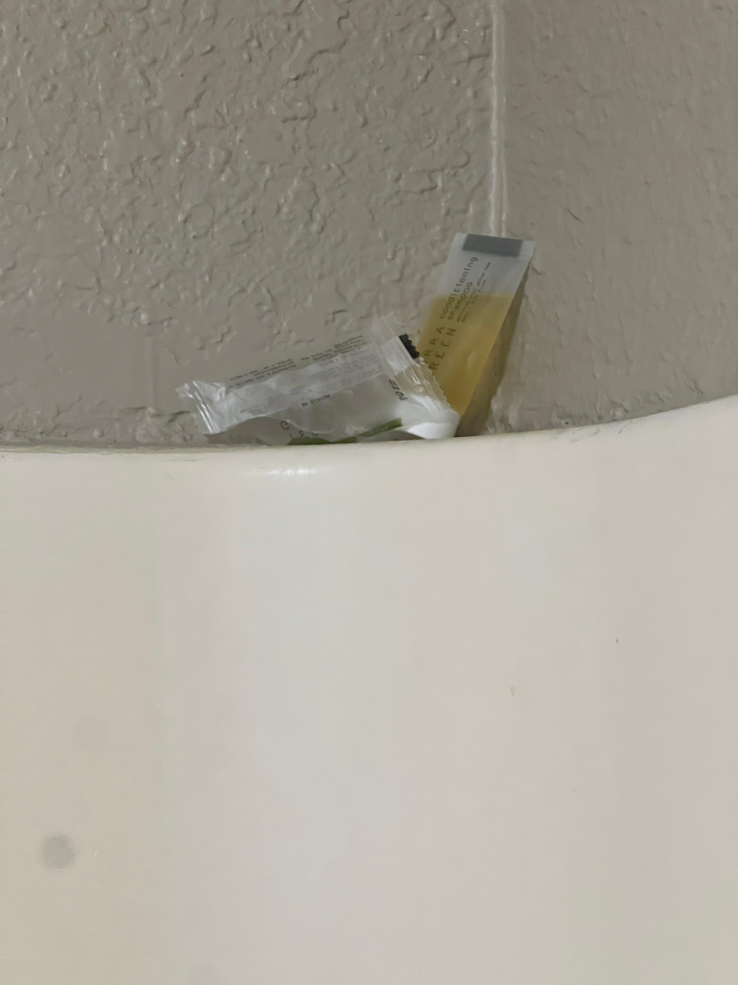 This was not ours! Was already in the shower when we checked in.Staff did not thoroughly clean!