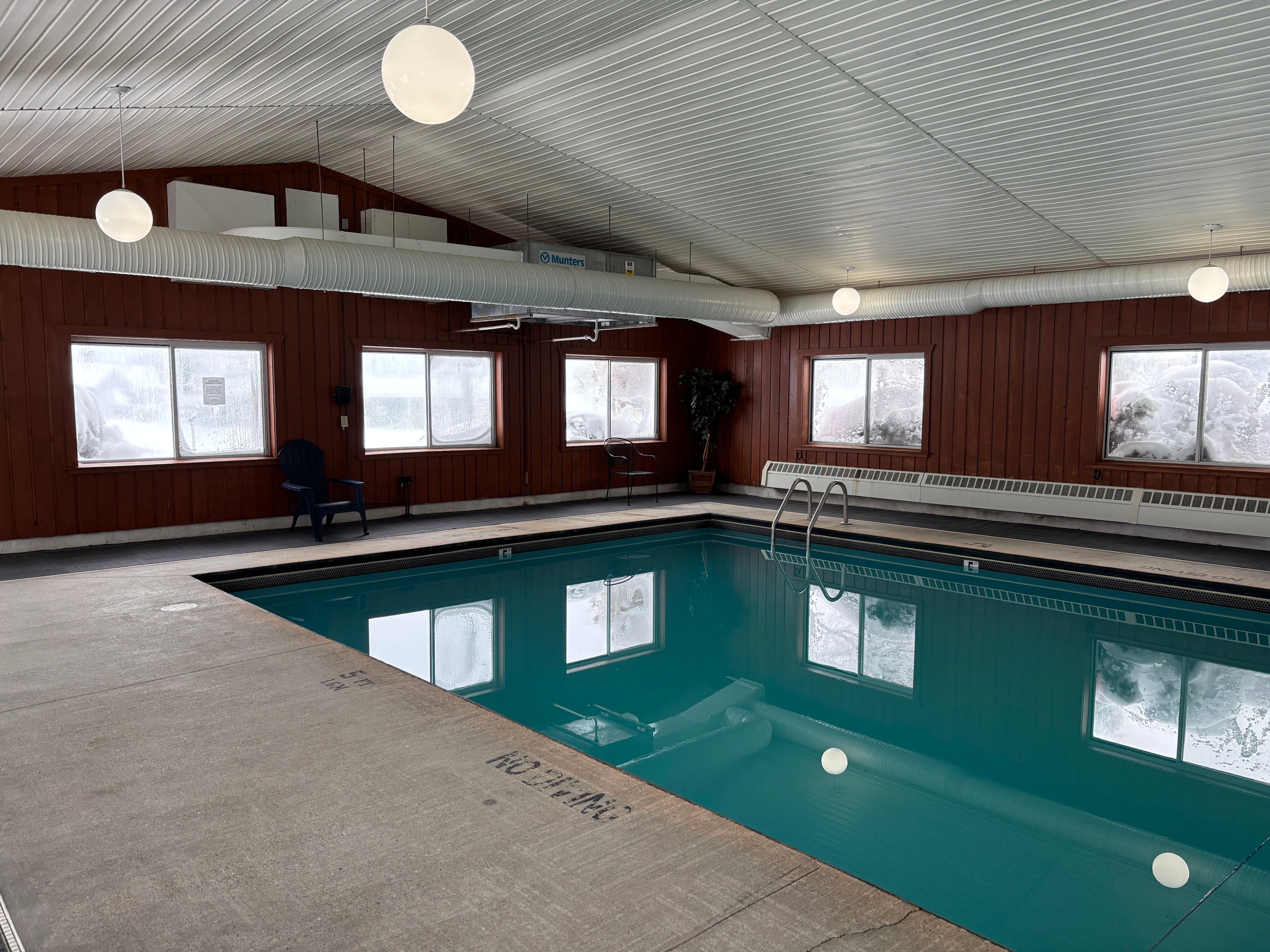 Pool. It’s heated so comfortable even in bitter cold weather. There’s also a hot tub.