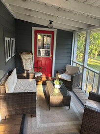 Washer & dryer in room off screen porch!
