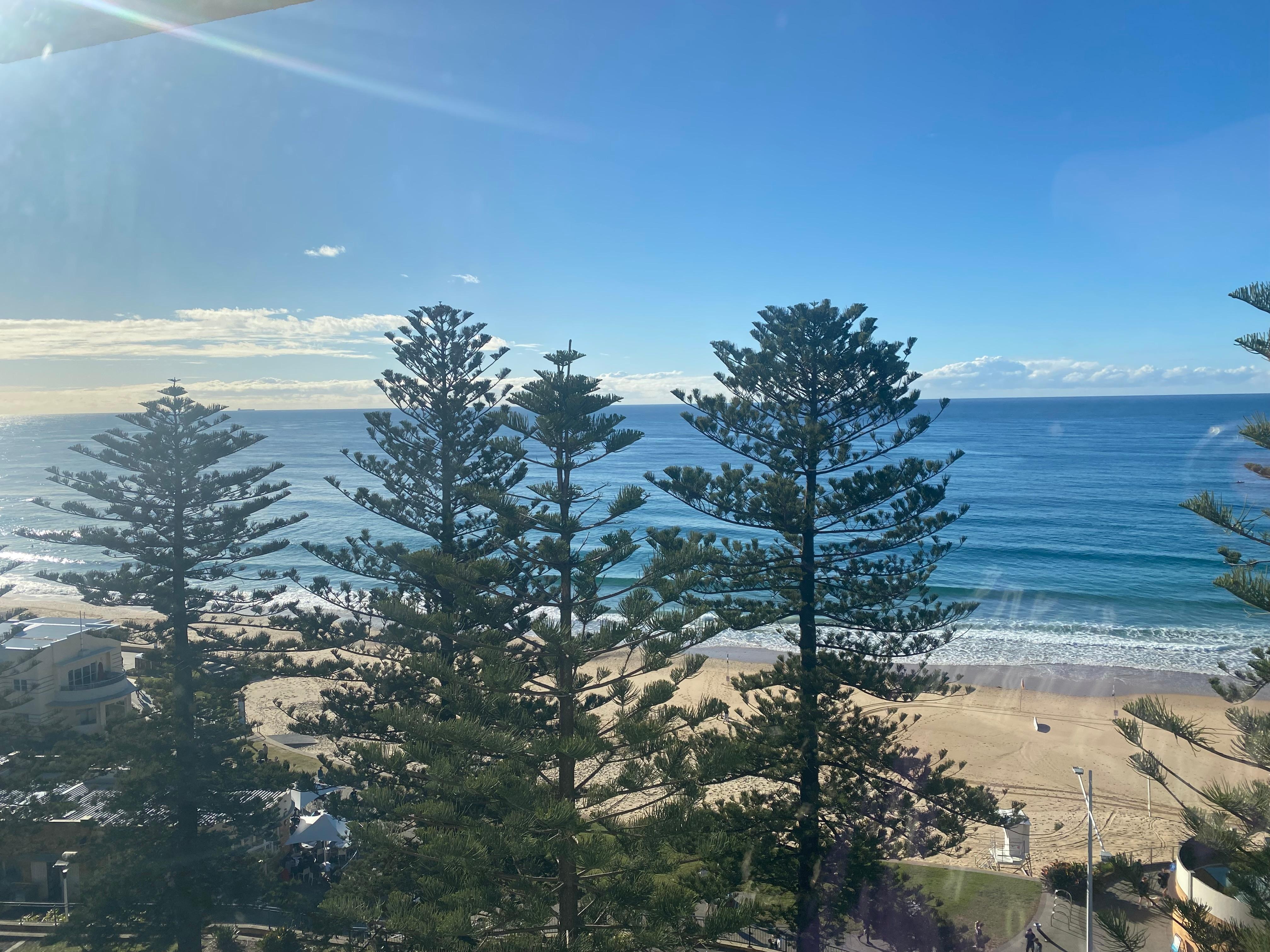 Views of the beach right across the road