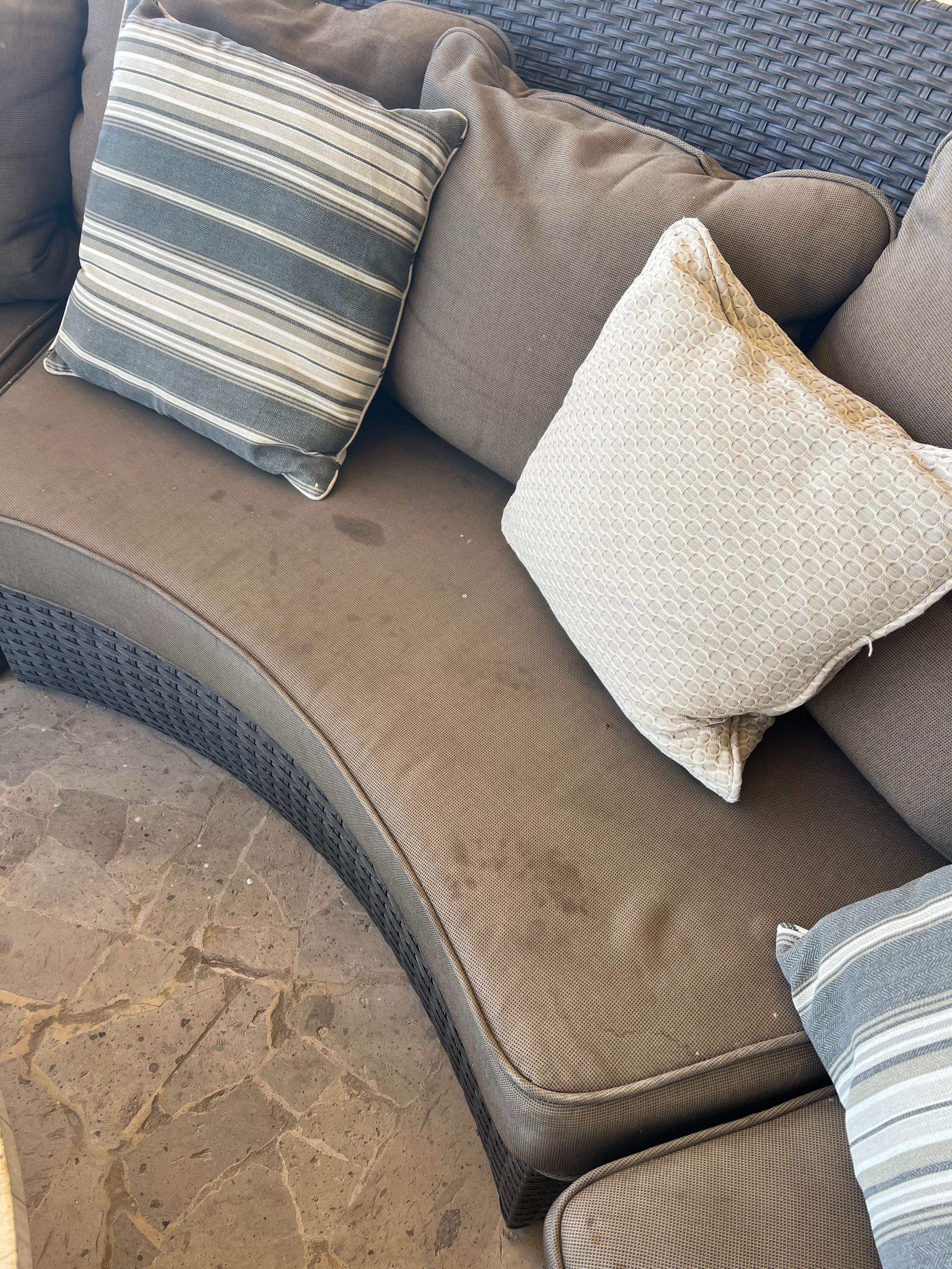 Outside seating has had a lot of people eating on it