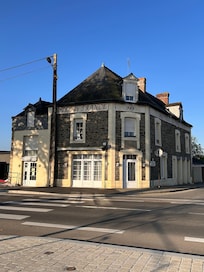 The hotel across the road from the train station and bus to Mont Saint-Michel