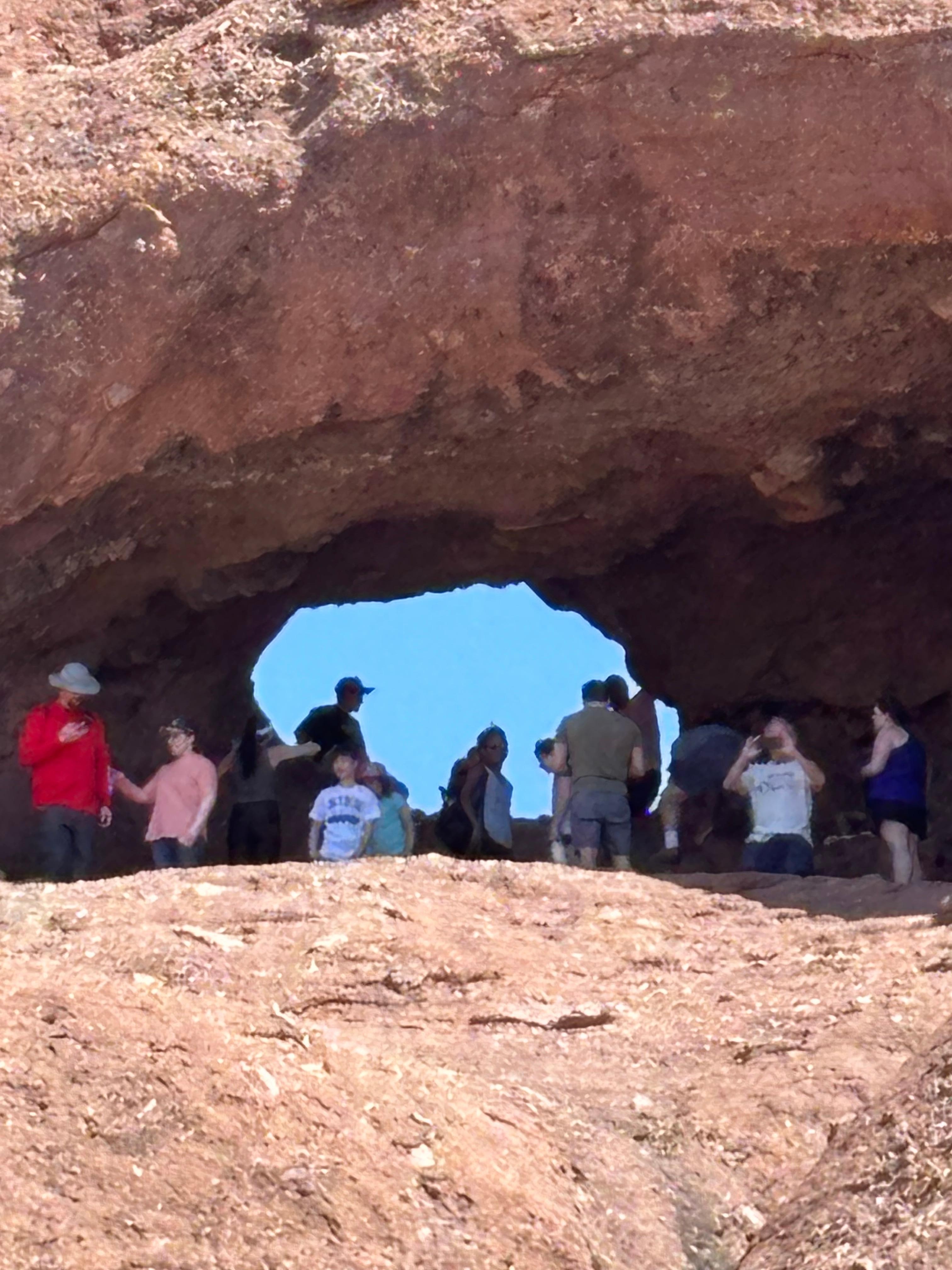 Climb up to hole in the rock