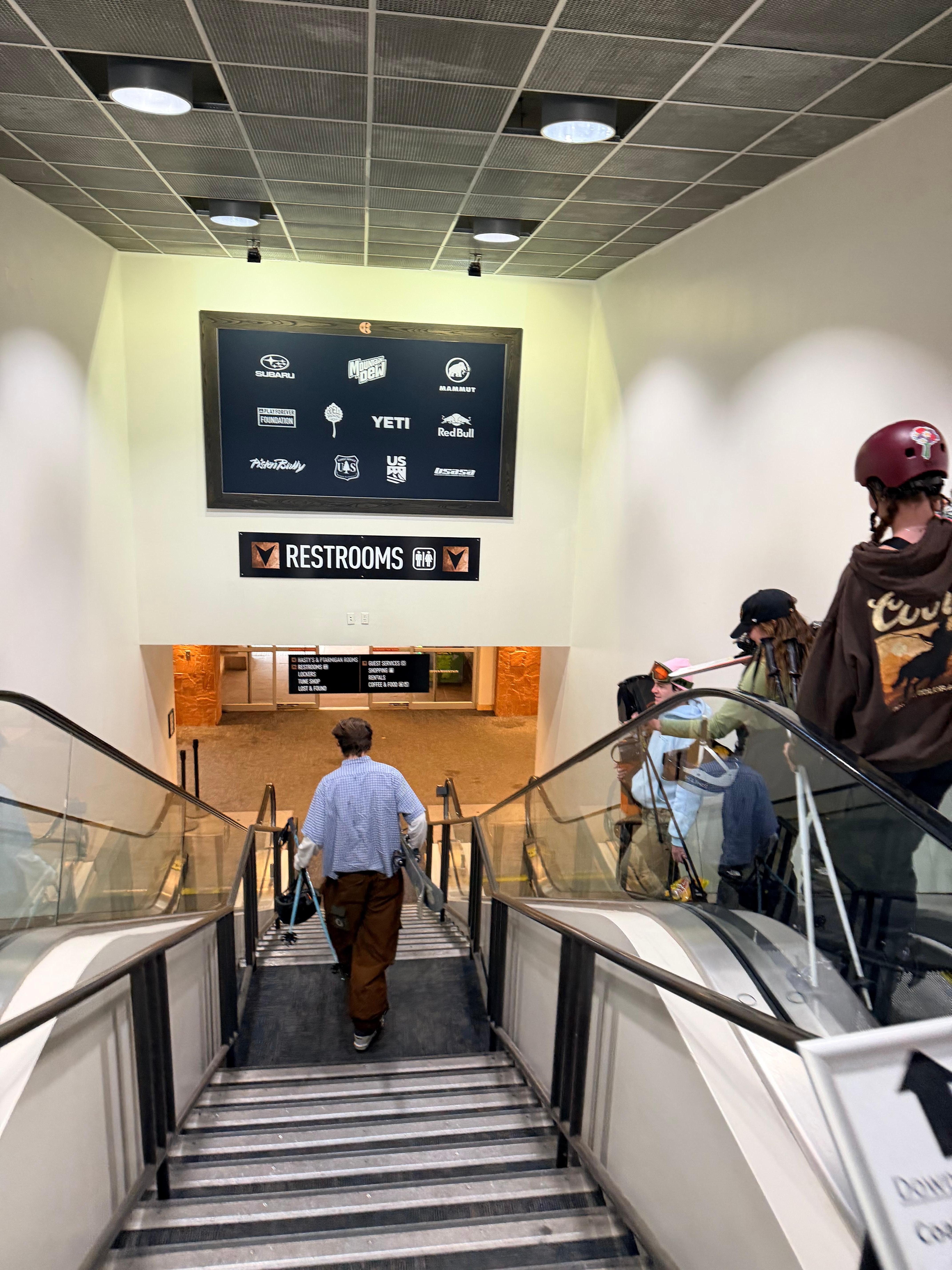 Cut through the conference center to get to the front door of the lodge. Could not be easier!