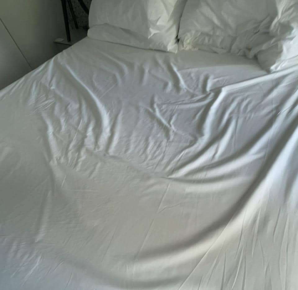 Stained bed sheet