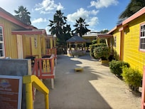 The walkway between cabins.