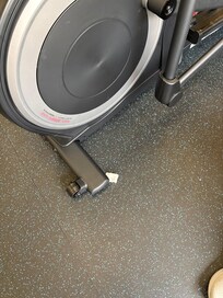 Eliptical had piece of paper towel under leg to stabilize machine