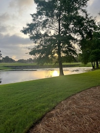 This is how I spend every morning right outside the back door! So beautiful and peaceful. I loved watching the golfers across the water.