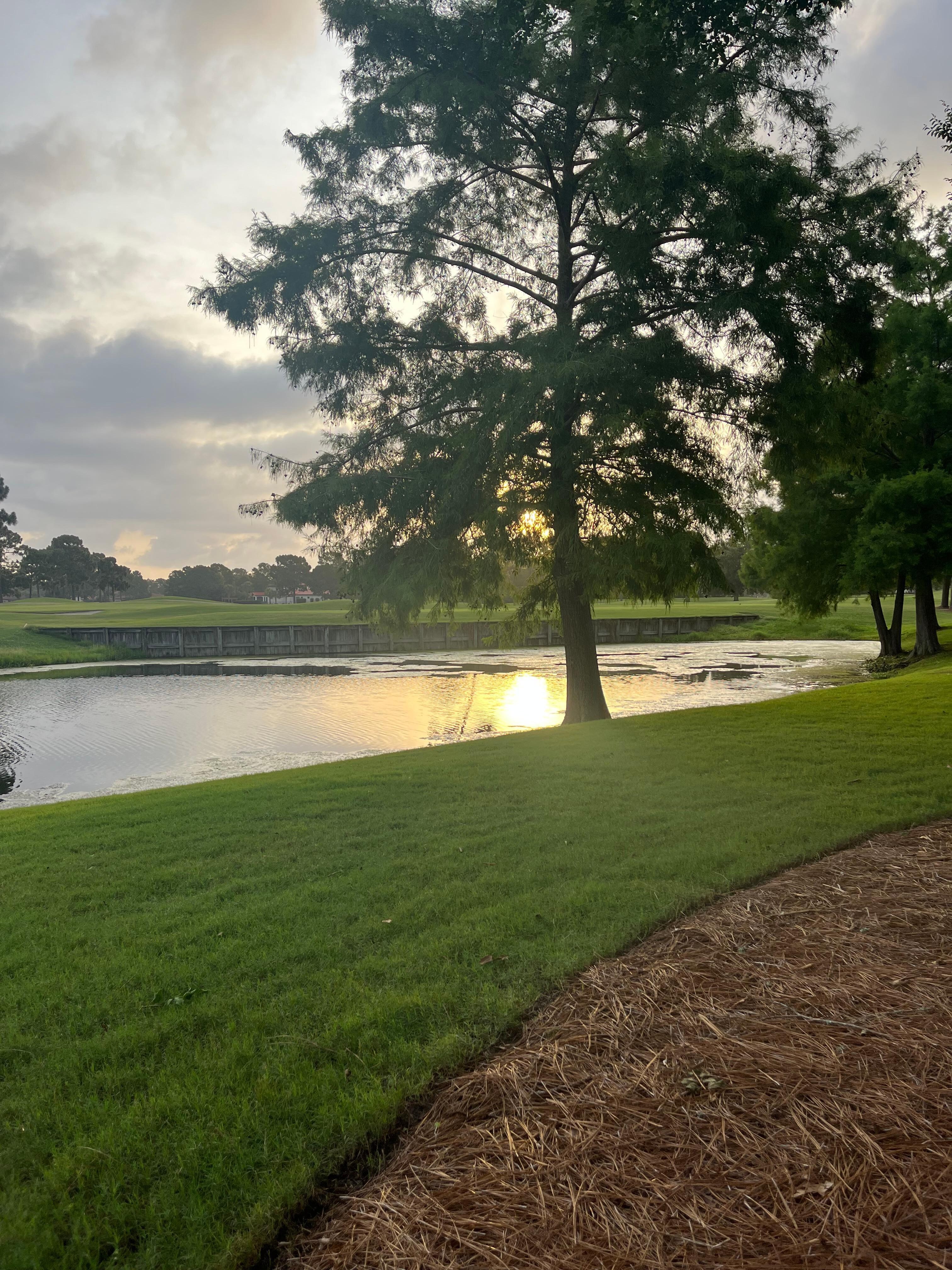 This is how I spend every morning right outside the back door! So beautiful and peaceful. I loved watching the golfers across the water. 