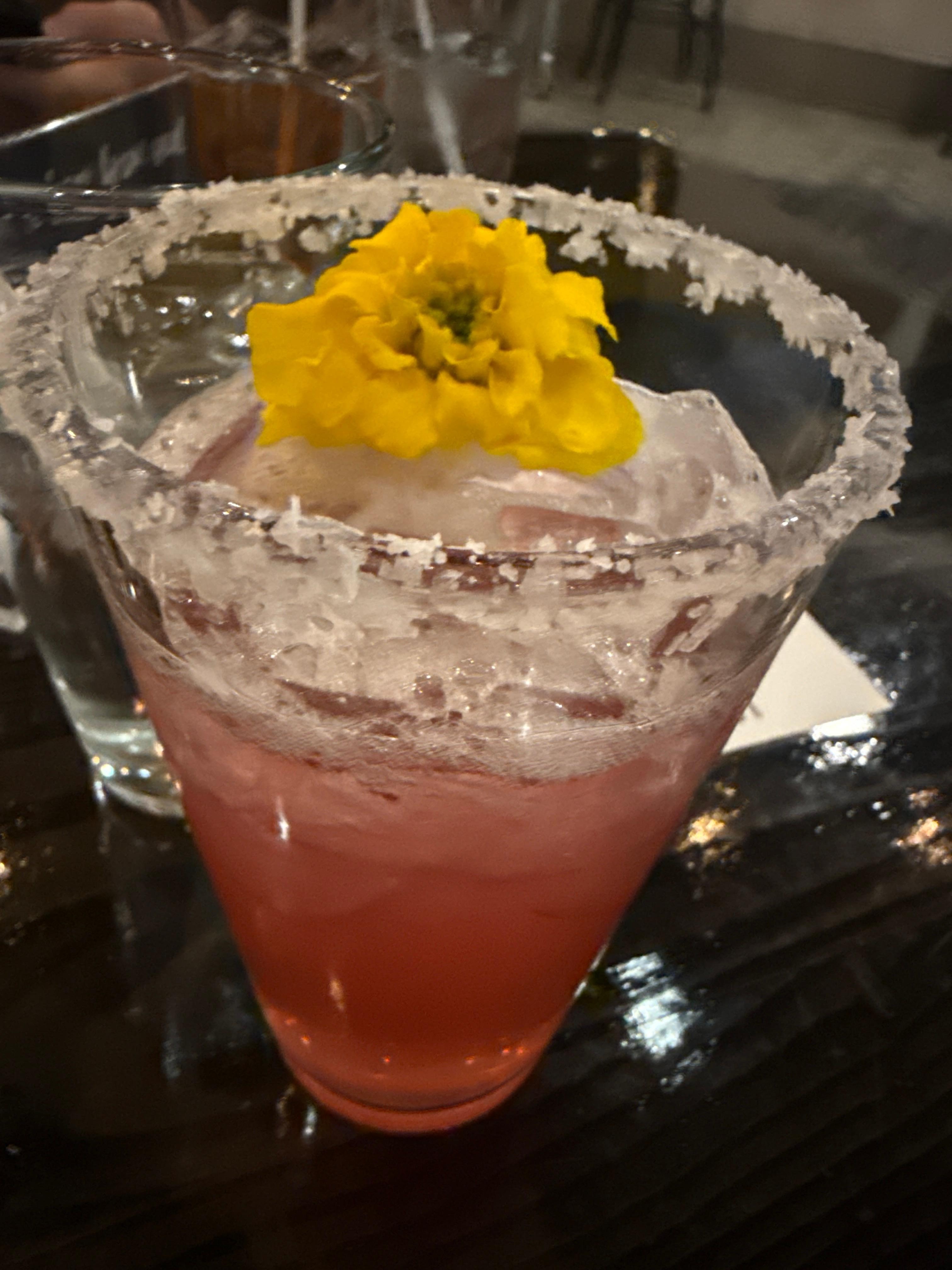 Pomegranate Margarita at the rooftop restaurant 